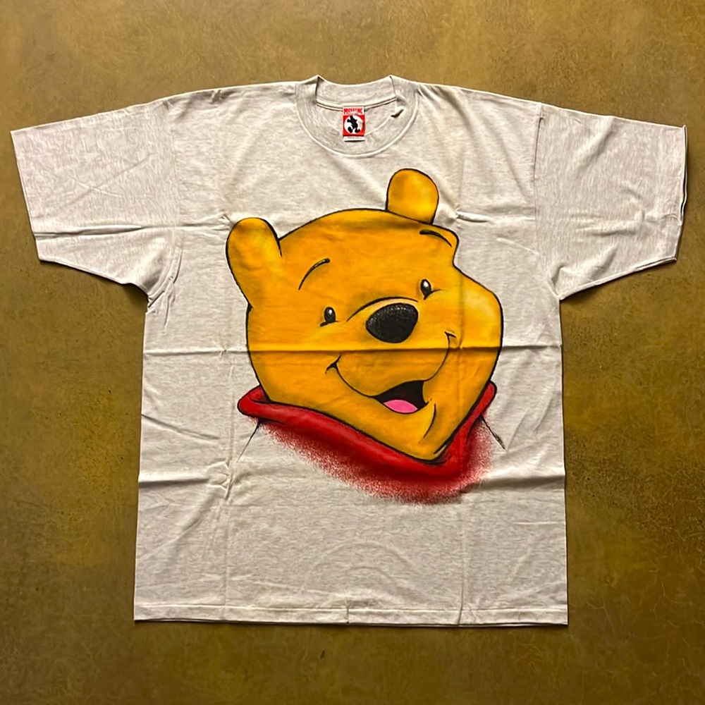 Vintage‎ 90s Winnie The Pooh Tee Shirt Disney Mickey Big Face All Over Print